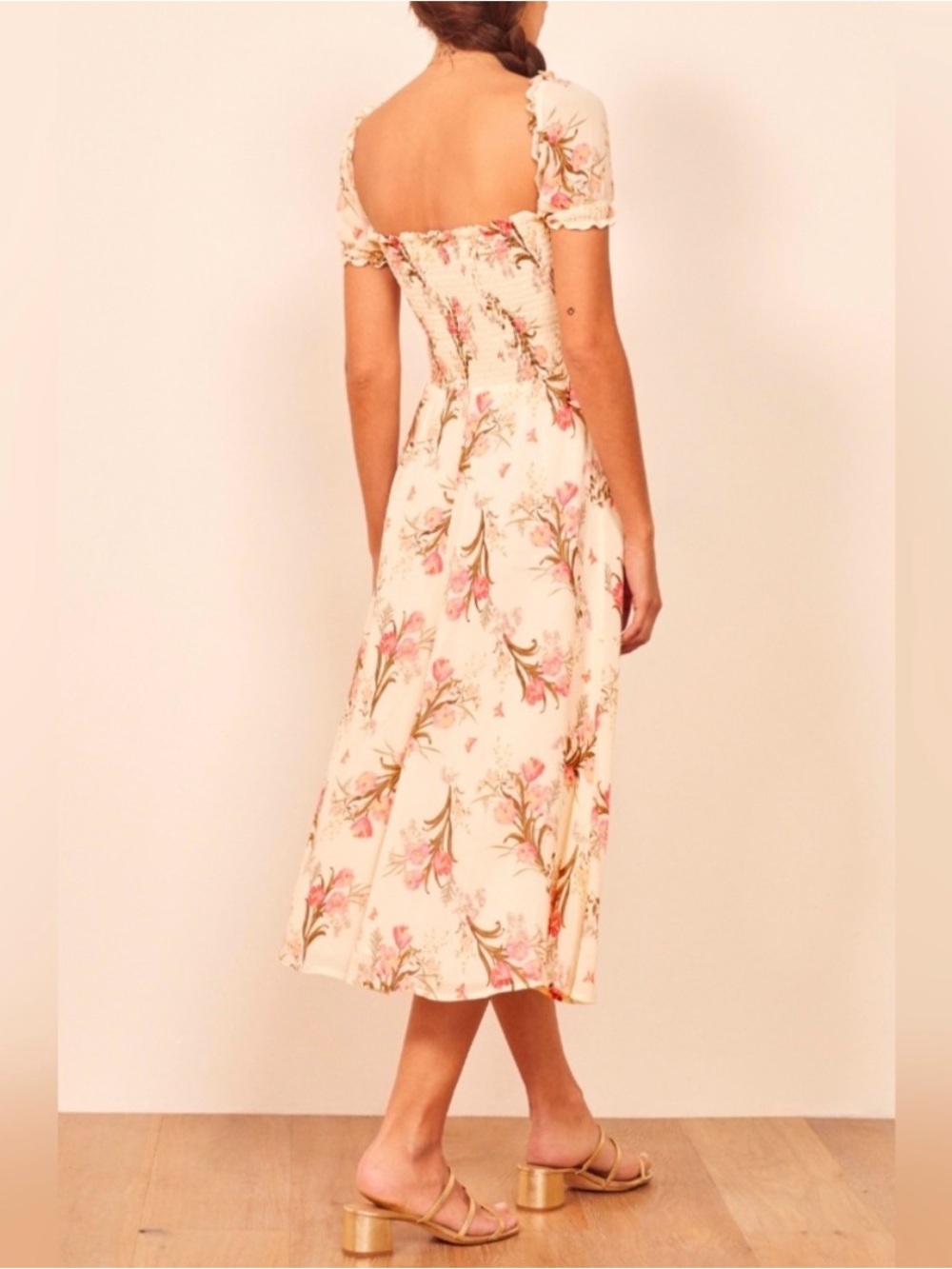 NWOT Reformation Inka Floral Smocked Midi Dress in Leila | Size L - Picture 4 of 12
